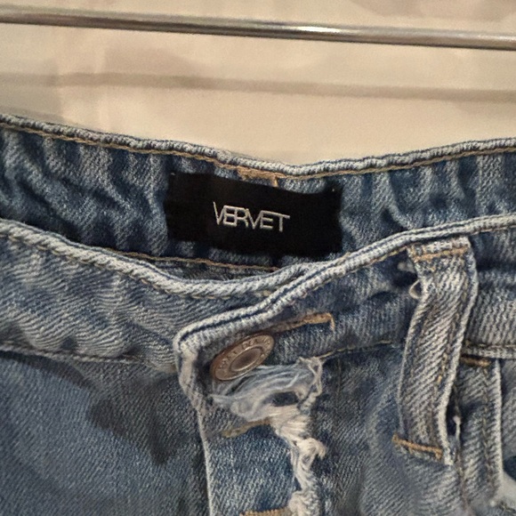 Vervet Distresser High Rise Blue Jean Button Front Mini Skirt - Picture 14 of 14